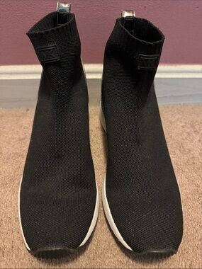 Michael Kors Black Knit Sock Sneakers with White Sole